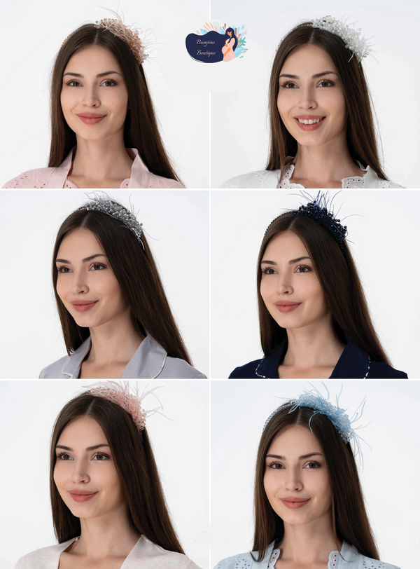 CT20- Pearl and feathers crown