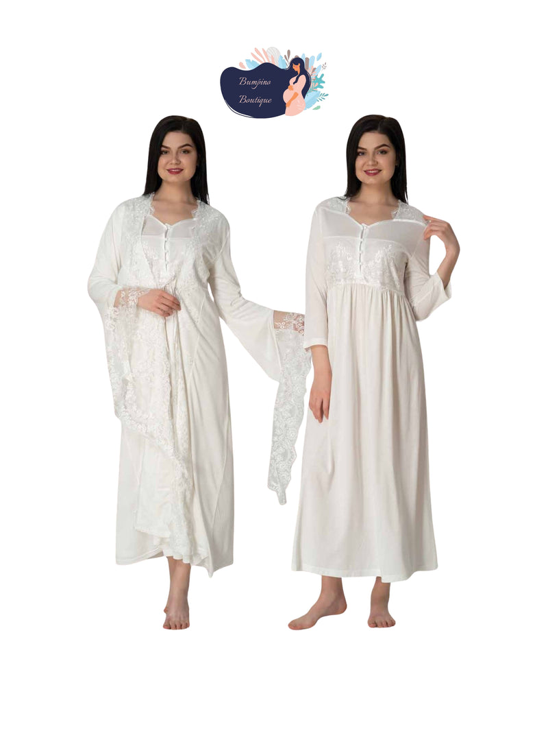 0310/ special design maternity nightgown set with robe