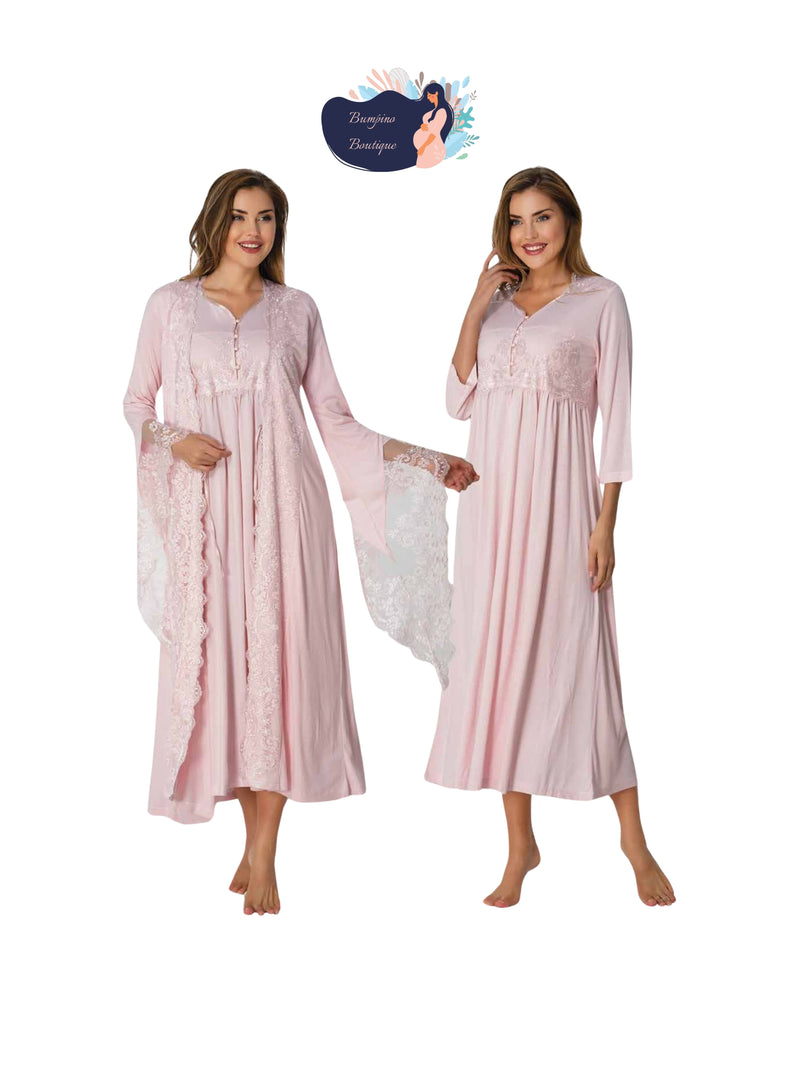 0310/ special design maternity nightgown set with robe