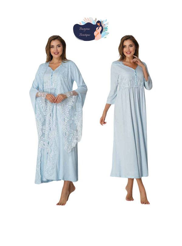 0310/ special design maternity nightgown set with robe