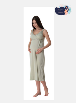 0935 / striped robe maternity nightgown set