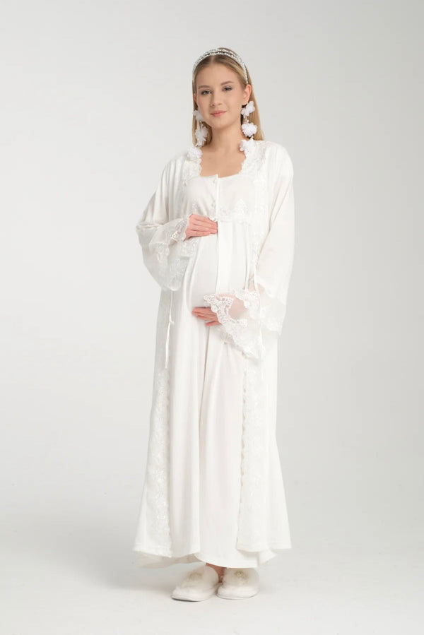 0510/ Princess style robe with maternity nightgown set