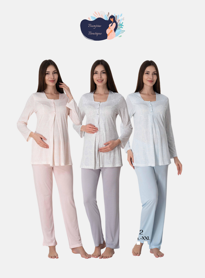 0974 long sleeve maternity pajama with robe