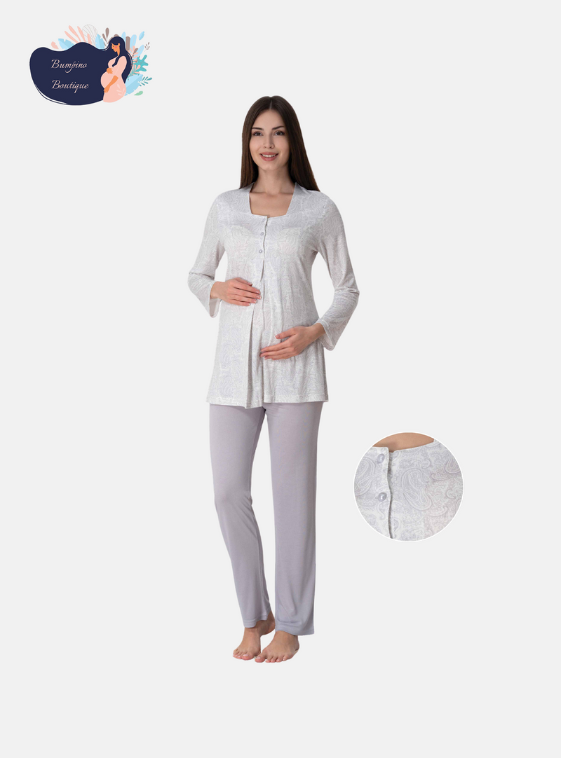 0974 long sleeve maternity pajama with robe