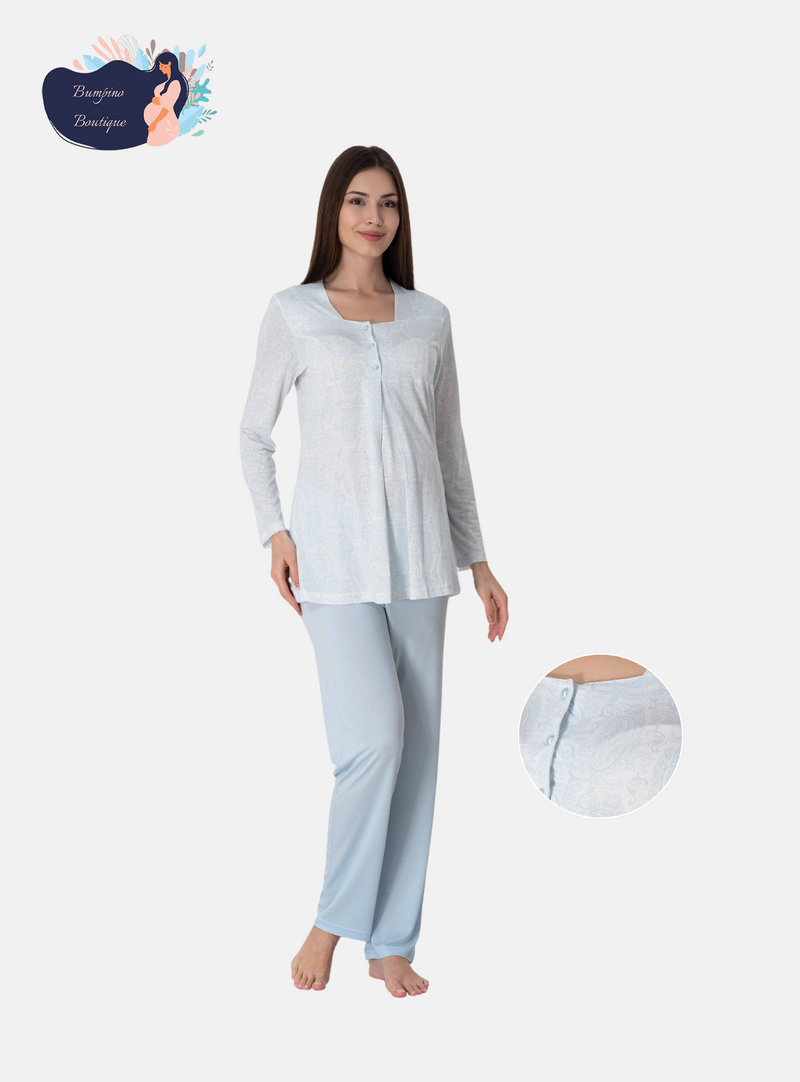 0974 long sleeve maternity pajama with robe