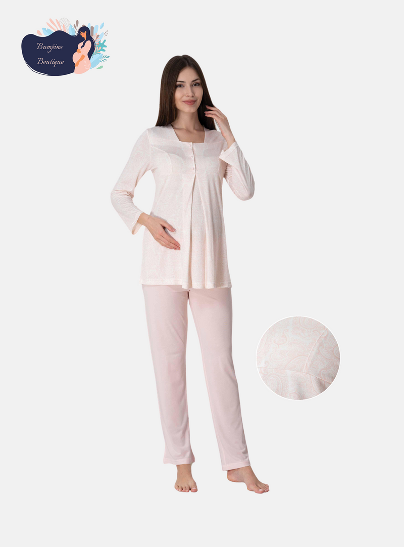 0974 long sleeve maternity pajama with robe