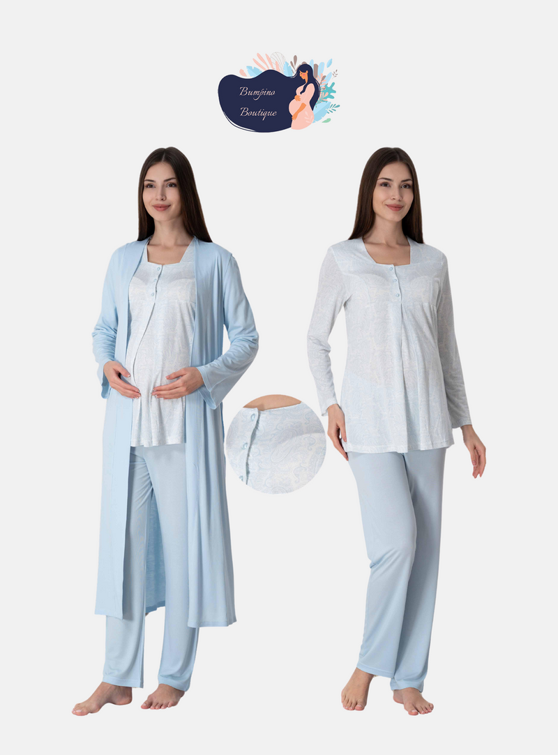 0974 long sleeve maternity pajama with robe