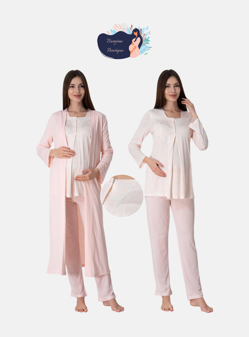 0974 long sleeve maternity pajama with robe