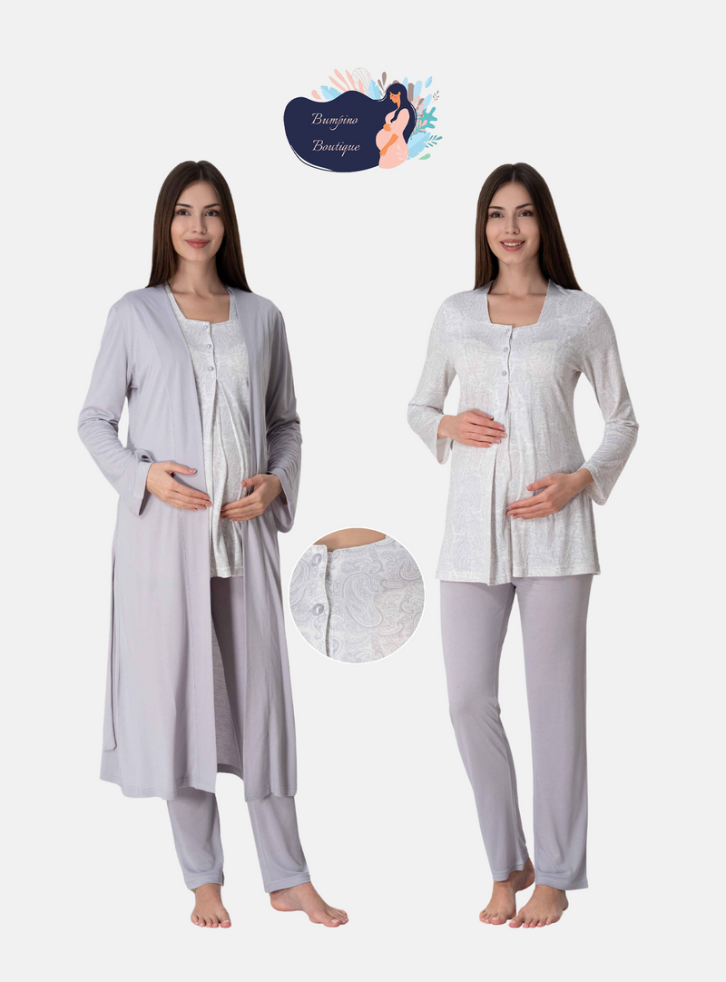 0974 long sleeve maternity pajama with robe