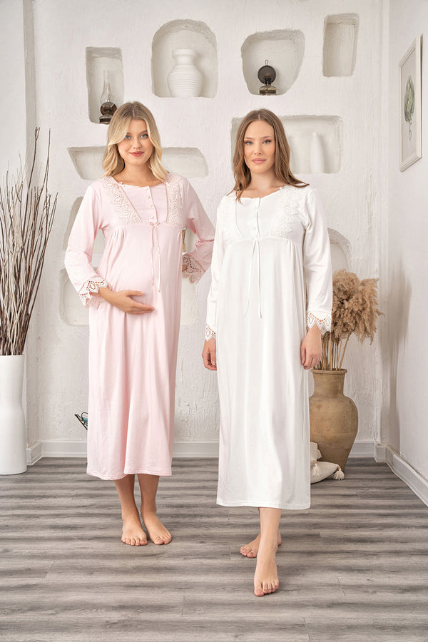 9533- Lace Robe and Maternity Nightgown Set