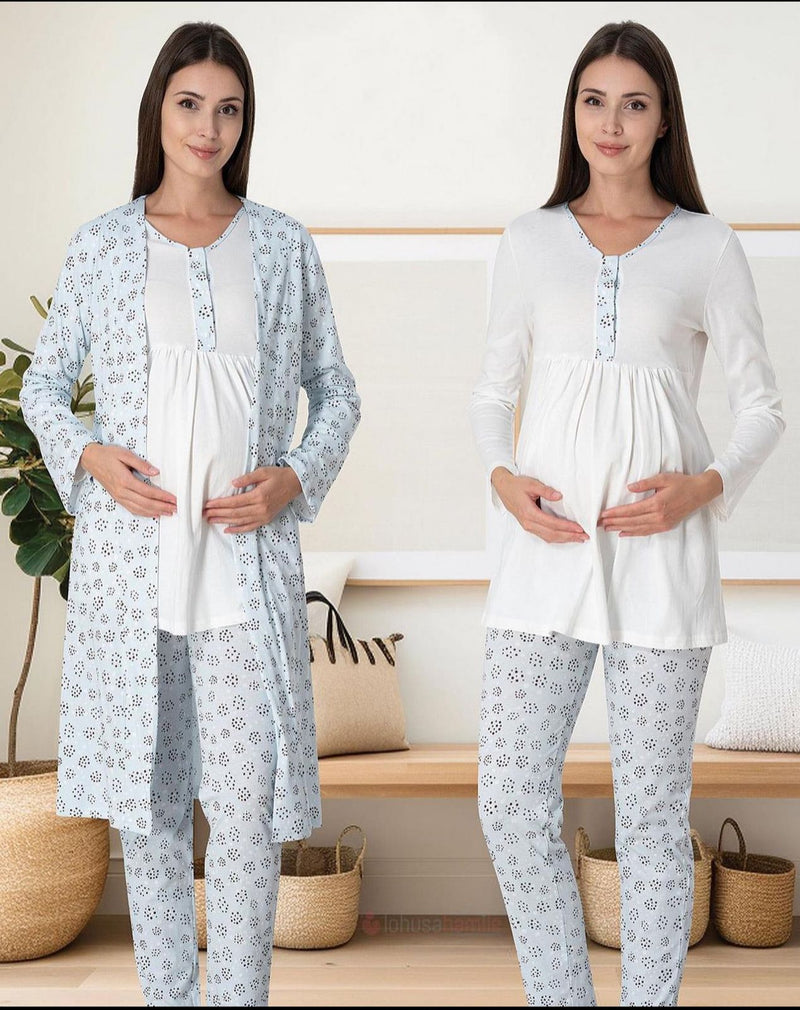 0364 / Maternity pajama set with short robe