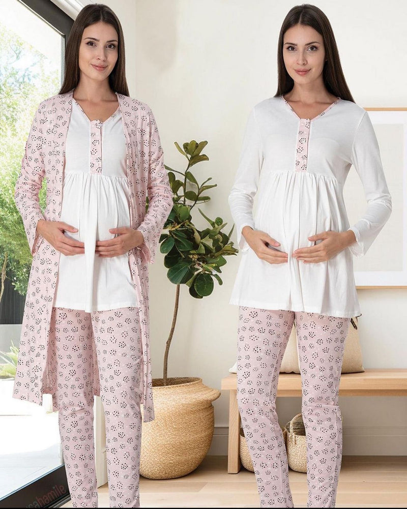 0364 / Maternity pajama set with short robe