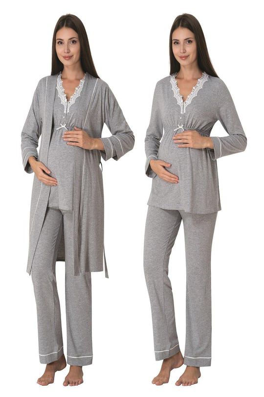 0354 - gray maternity pajama set