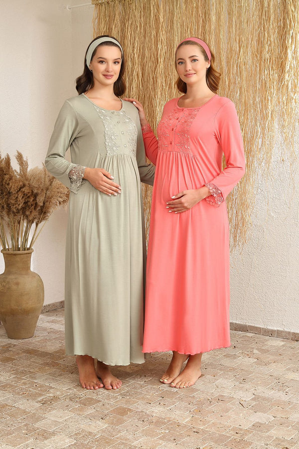 Bumpino 4426 long sleeve maternity and nursing nightgown