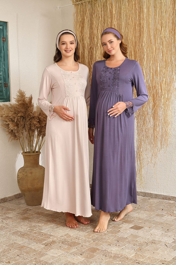 Bumpino 4426 long sleeve maternity and nursing nightgown